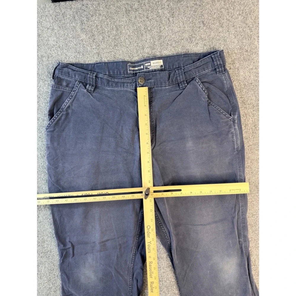 Carhartt Mens 38x30 Relaxed Fit Navy Blue Canvas Workwear Carpenter Pants Faded